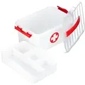 Produktbild: Medizinbox, Einlegefächer, Erste Hilfe Box Medikamentenaufbewahrung, Kunststoff, Hbt: 14,5 X 30 X 21 Cm, Weiß - Relaxdays