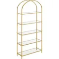 Produktbild: Vasagle Bücherregal LGT050A01, gold, aus Metall / Glas, 5 Ebenen, 83 x 183,5 x 30,2cm