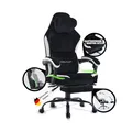 Produktbild: PixelPilot®Ergonomischer Gaming Stuhl [Atmungsaktiver Stoff] Chair mit Fußstütze, Kopf- und Lendenwirbelstütze, Gamer PC Stuhl [breite Sitzfläche] Bürostuhl 150 kg Belastbarkeit (Nebula, Schwarz)