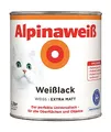 Produktbild: Alpinaweiß Weißlack – extra matt – Universallack für den Innen- und Außenbereich – hochdeckend, wetterbeständig & schnelltrocknend – für optimale Lackier-Ergebnisse – 2 L