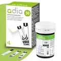 Produktbild: adia Blutzuckerteststreifen, 50 Stück, die günstige und einfache Blutzuckermessung zur Blutzucker-Kontrolle bei Diabetes