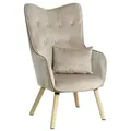 Produktbild: Estexo - Fernsehsessel Lucas Relaxsessel Sessel Mit Kissen Lese Stoff Polsterstuhl Beige/grau Samt