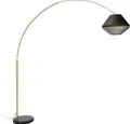 Produktbild: QAZQA - Klassisch I Antik Bogenlampe aus Messing mit schwarzem und doppeltem Samtschirm Grün - XXL I Wohnzimmer I Schlafzimmer - Velours Andere - LED geeignet E27