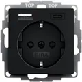 Produktbild: Gira Steckdose System 55 2459005, Unterputz, 1-fach, schwarz matt, mit USB-A und USB-C