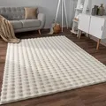 Produktbild: Paco Home - Teppich Bubble Wohnzimmer Schlafzimmer Hochflor Fell Geometrisches Design 3D 120x160 cm, Creme 3