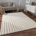 Produktbild: Paco Home Weicher Flauschiger moderner Bubble Wohnzimmer Teppich Hochflor Fell Geometrisches Design Hoch-Tief-Effekt, Grösse:120x160 cm, Farbe:Creme 3