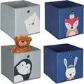 Produktbild: Relaxdays Aufbewahrungsboxen für Kinder 4er Set Vlies Pappe Stahl Bunt Faltbar 30 cm x 30 cm x 30 cm