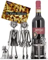 Produktbild: Paar mit Hund Weinflaschenhalter Weinhalter Deko Figur Geschenk Hundefreunde