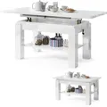 Produktbild: All4All Couchtisch Astra - Kaffeetisch - Wohnzimmertisch – Sofatisch mit Ablage - höhenverstellbar - kompakte Größe - Sofatisch - 110x68cm - 05 - WEIß Hochglanz