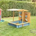 Produktbild: HOME DELUXE Sandkasten mit Überdachung SANDY - Holz/Grau
