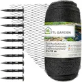 Produktbild: TTL Garden Teichnetz Vogelschutznetz 2x10m schwarz 30g/m² - 12x12mm engmaschig Starkes HDPE Poolnetz Obstbaumnetz Gartennetz, Vogelabwehr Netz, reißfest dehnbar robust mit 10 Bodenanker