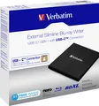Produktbild: Verbatim Blu-ray Recorder, USB 3.1, A-C, 6x/8x/24x, Slimline Portable, schwarz, BDXL, M-DISC, Software, Retail 43889