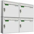 Produktbild: AL Briefkastensysteme 4 x Basic Wand Briefkasten RAL Farbe 9016 Verkehrs Weiss für Post A4, wetterfest, Artikelnummer: 431P4EA2P9016