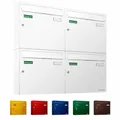 Produktbild: AL Briefkastensysteme Basic 4er Briefkasten RAL 9016 Verkehrs Weiss 4 Fach DIN A4 wetterfest Briefkastenanlage mit Posthaltebügel und 2 Namensschildern