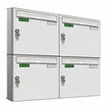 Produktbild: BASIC 4er Briefkasten RAL 9016 Verkehrsweiss / Posthaltebügel / 2 Namensschilder