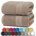 Produktbild: NatureMark 2er Pack SAUNATÜCHER/BADETÜCHER – Premium Qualität 80x200cm – Sauna-Handtuch 100% Baumwolle – Farbe: Sand/Beige