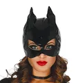 Produktbild: FIESTAS GUIRCA | Vinyl-Maske einer Katzenfrau - Kostümzubehör für Halloween und BDSM-Partys - Ideal für Erwachsene bei Katzen-Fledermaus-Feiern und Maskeraden - Schwarz