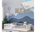Produktbild: Bellabino Kinderbett Vere mit Rausfallschutz und Lattenrost (weiß mit Matratze, Kiefer Massivholz), Bodenbett verfügbar in 80x160 & 90/120/140x200 cm