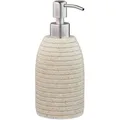 Produktbild: Relaxdays Seifenspender Rillen, 10031053778, stehend, Kunststein und Edelstahl, beige, 300ml