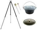 Produktbild: Grillplanet Holzkohlegrill Gulaschkessel mit Dreibein 10 Liter emailliert und Deckel, 1,80 m, Set