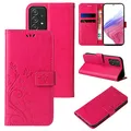 Produktbild: LBH Handy Hülle für Samsung Galaxy A53 5G Case Handytasche Schmetterling Blumen Flower Standfunktion Schutzhülle Magnet Rundum Schutz 360 Grad Flipcase Cover Pink