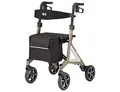 Produktbild: Bischoff & Bischoff Alevo Country Rollator, faltbar – Gelände-Rollator für drinnen und draußen, Gehwagen mit Profil-Bereifung und abnehmbarer Tasche, Sitzhöhe 51cm, Platin
