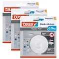 Produktbild: tesa Deckenhaken Tapeten & Putz -3er-Pack - selbstklebender Haken - ideal zur Befestigung von Deko-Objekten - hält bis zu 0,5kg/Haken - spurlos ablösbar