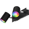 Produktbild: ledscom.de Wandspot WAIKA, zweiflammig, mit Schalter, schwarz matt, inkl. Smart Home RGBW GU10 LED Lampen je 473lm