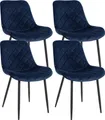 Produktbild: CLP 4er Set Stühle Springs Samt mit Metallgestell und hochwertiger Polsterung,blau