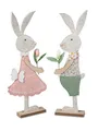 Produktbild: 2er Set Dekofiguren Hasen Junge + Mädchen mit Blume H. 51cm Filz Formano WA