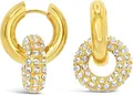 Produktbild: ARS-ARGENTI Creolen Ohrringe Damen Mädchen Sterling Silber 925 Gold 18K - hypoallergen (Edle Doppel-Creolen für den perfekten Business-Look ZOEY Edelstahl 18K vergoldet 16x1mm)