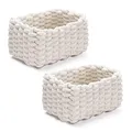 Produktbild: 2 Stück Aufbewahrungskorb Geflochten, Baumwolle Strickkorb Klein Flechtkorb Dekorative Häkelkorb Geflochtener Korb für Küche Bad Aufbewahrung (Weiß)