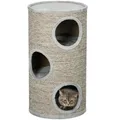 Produktbild: PawHut Kratztonne, Höhe 70 cm, Spieltonne für Katzen, 3 Ebenen, Katzenkratzbaum mit 3 Höhlen, Katzenbaum, Kratzturm aus Sisal, Katzenmöbel, Plüsch, Grau