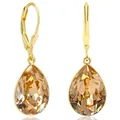 Produktbild: 925 Ohrringe Gold Marken Kristalle Tropfen Light Topaz NOBEL SCHMUCK