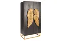 Produktbild: Highboard Schwarz Gold 70 x 140 cm Mangoholz Metall Mehrzweck Schrank Sideboard