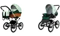 Produktbild: BabyLux® Kinderwagen Set CLASSIC - 2 in 1 - GREEN DAISY SILVER FRAME incl. Babywanne, Buggy Sportsitz, Kinderwagenset, Kombikinderwagen mit Wickeltasche, Regenschutz usw.