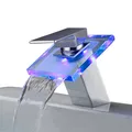 Produktbild: Beleuchteter Glas LED Wasserhahn | Badarmatur | Wasserfall | Waschtisch Armatur