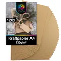 Produktbild: OfficeTree 120x Kraftpapier A4 130g - Craftpapier A4 - Kartonpapier zum Basteln Hochzeit Einladungen, Menükarten - Braunes Papier - Kartonpapier - Craft Papier zum Drucken und Schreiben