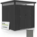 Produktbild: Gerätehaus Luzern Pro - Metall Geräteschuppen mit Türen & Fenstern - wetterfest & abschließbar - Fahrradgarage, Gartenhaus - 5,3 m2, Anthrazit