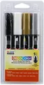 Produktbild: DecoColor Marker-Set, Keilspitze, Schwarz, Weiß, Gold und Silber, 4 Stück