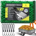Produktbild: KESSER® Anhängernetz 1,5x2,2m feinmaschig | Hängernetz mit Spannseil & Netzkordel | Containernetz für Ladungssicherung | Sicherungs-Netz Eckmarkierungen Expander-Haken & Befestigungsknöpfen Grün
