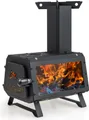 Produktbild: GOPLUS Raketenofen outdoor, Zeltofen Holzofen Gartenofen zum kochen, tragbarer Kaminofen Camping Ofen für Zelte Picknick BBQ Camping Wandern Reisen, Schwarz
