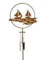 Produktbild: Regenmesser Gartenstecker Segelschiff im Ring H:100 cm im Rost Design - Deko Niederschlagsmesser maritim, Schiff, Küste, Maritime Gartendeko Segelboot, Metalldeko