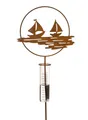 Produktbild: Regenmesser Gartenstecker Segelschiff im Ring H:100 cm im Rost Design Deko