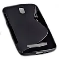 Produktbild: Rubber Silikon TPU Handy Cover  Schwarz für HTC Desire 500 + Displayschutzfolie