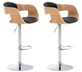 Produktbild: CLP 2er Set Barhocker Kingston Mit Stoffbezug Und Hochwertiger Polsterung I Höhenverstellbare Barstühle Mit Drehbaren Sitzen, Farbe:Natur/dunkelgrau