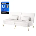 Produktbild: COMHOMA Schlafsofa mit Schlaffunktion, Sofa Klappsofa, Bettcouch, ecksofa, Couch Gästebett, 3-Sitzer Sofa, mit verstellbare Rückenlehne aus Teddystoff