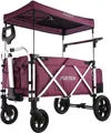 Produktbild: FUXTEC Luxus Bollerwagen Purpur CTL-900 - mit Dach | bis 75Kg | Klappbar |Hecktasche | 5-Punkt-Gurt | Innenraumverlängerung | 130cm x67cm x116cm Purpur