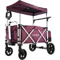 Produktbild: Bollerwagen Faltbar In Purpur Mit Dach - Transportwagen Klappbar Hecktasche, Komfort-schiebegriff & Innenraumverlängerung 5-punkt-gurt Handwagen/leiterwagen - Fx-ctl900 - Fuxtec