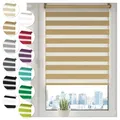 Produktbild: Doppelrollo Klemmfix ohne Bohren 35cm x 100cm Beige Duo Rollo Klemmrollo Sonnenschutzrollo Fensterrollo für Fenster & Türen Zebrarollo Seitenzugrollo
